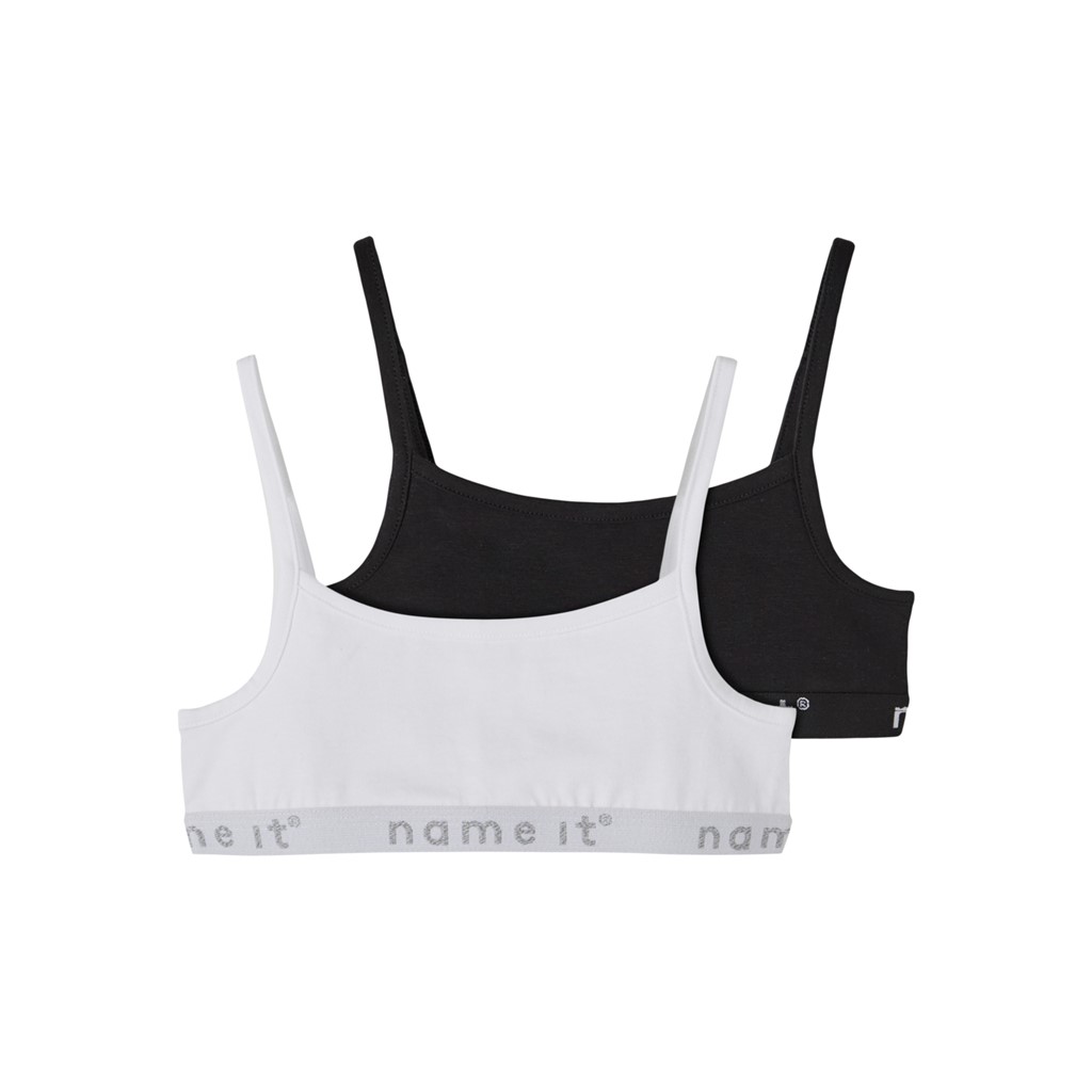 2 Pak Korte Strop Toppe Black & White fra Name It