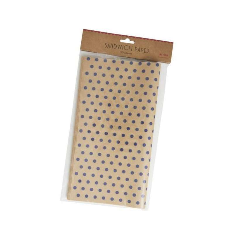 50 Stk. Sandwichpapir   Dots   Blå fra Rice