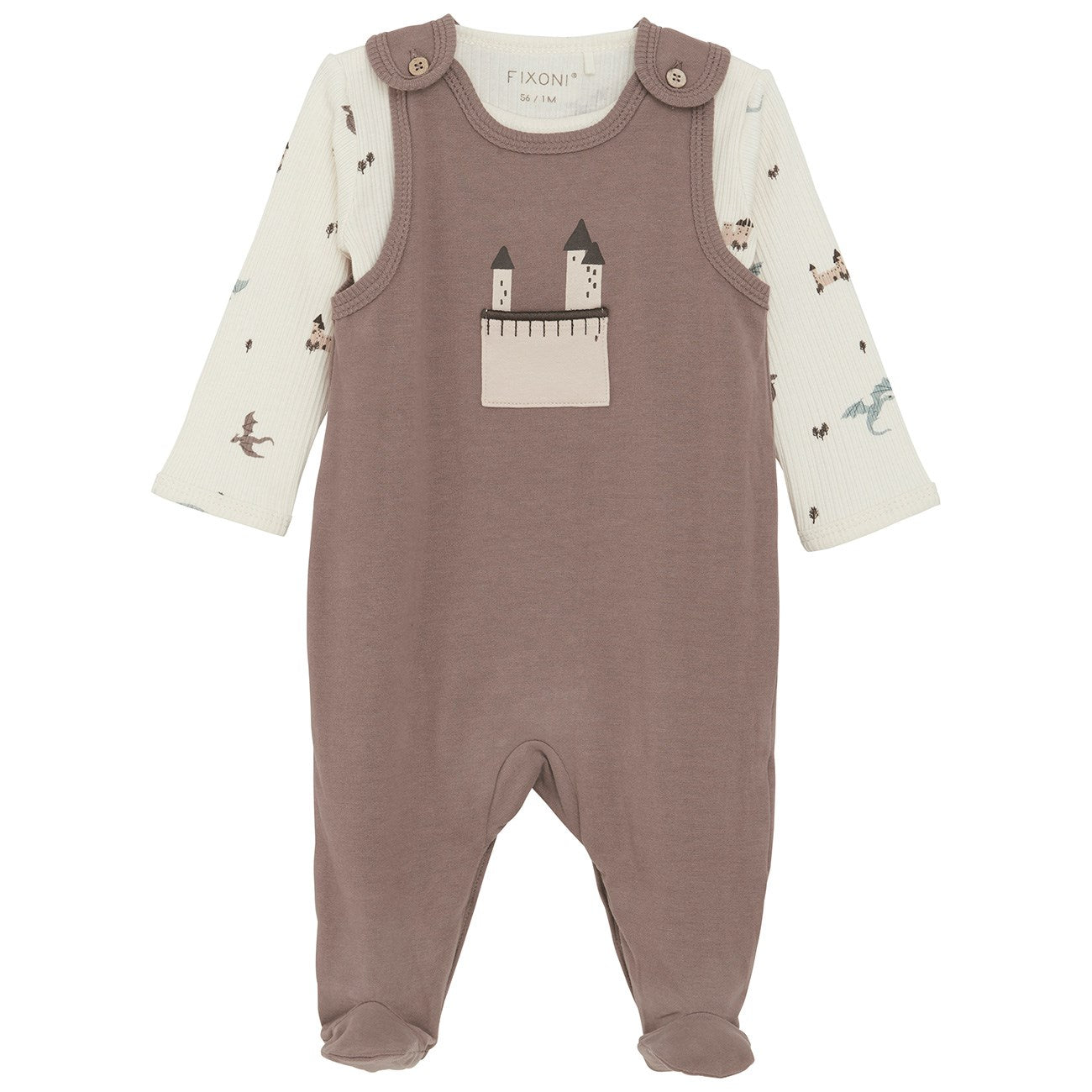 Deep Taupe Set W. Rib Body & Romper   Str. 50 fra Fixoni
