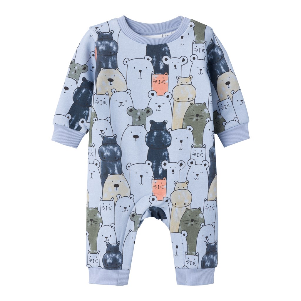 Blød Sweat Heldragt Trish Zen Blue med Bjørneprint