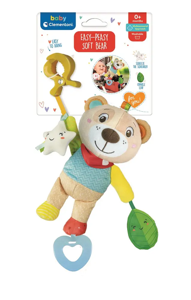 Easy Peasy Soft Bear - Farverigt Legetøj til Barnevogne