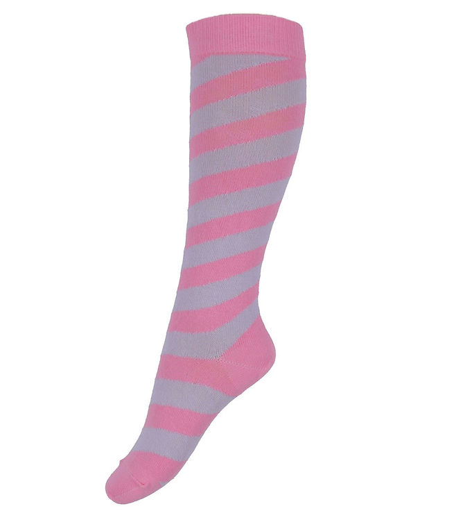 Knæstrømper Candy Stripe i Pink Cosmos fra Melton