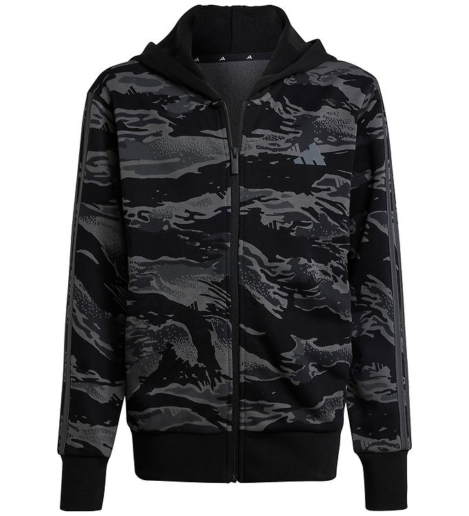 Adidas Performance J Camo Fz Hd Cardigan i Sort og Grå