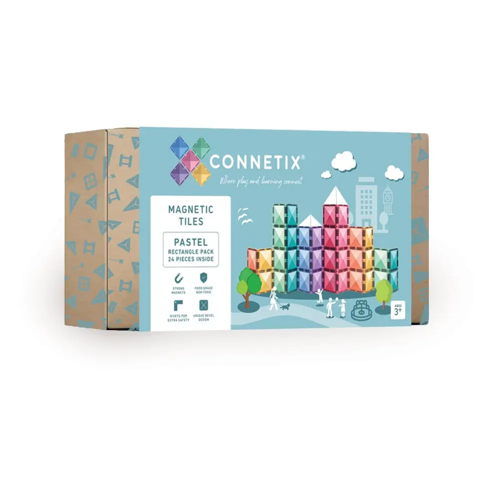 Connetix Rektangel Magnetsæt 24 Dele i Pastelfarver