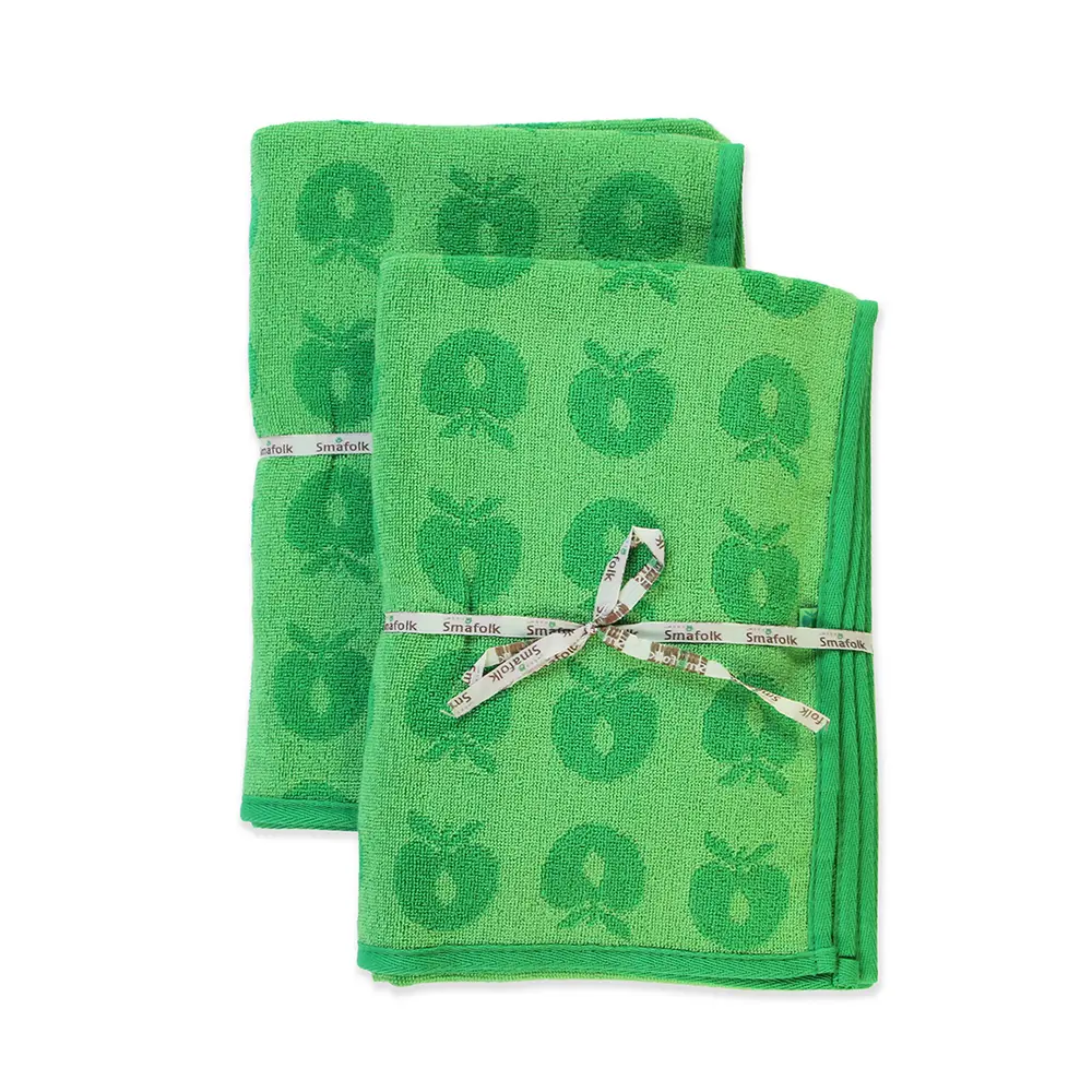 2 Pak Håndklæder med Æbler - Apple Green fra Småfolk