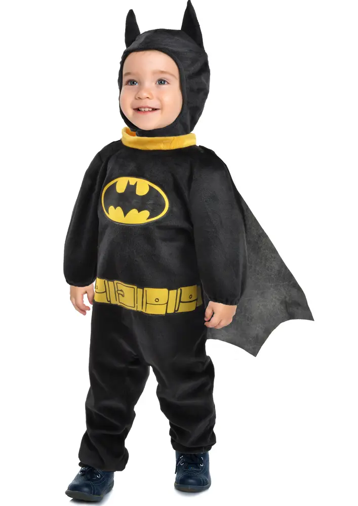 Batman Junior Kostume - Sort Heldragt med Kappe 2-3 år