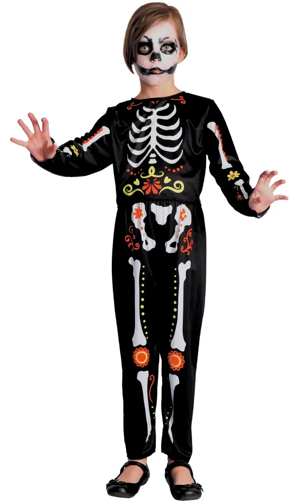 Day of the Dead Kostume - Sort Heldragt til Børn 5-7 år