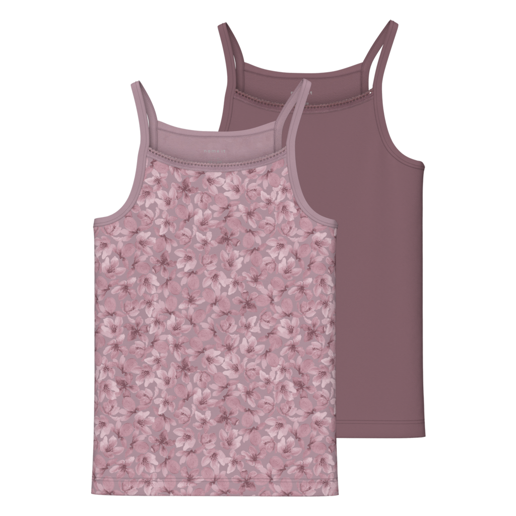 2 Pak Blomster Tanktoppe i Mauve fra Name It