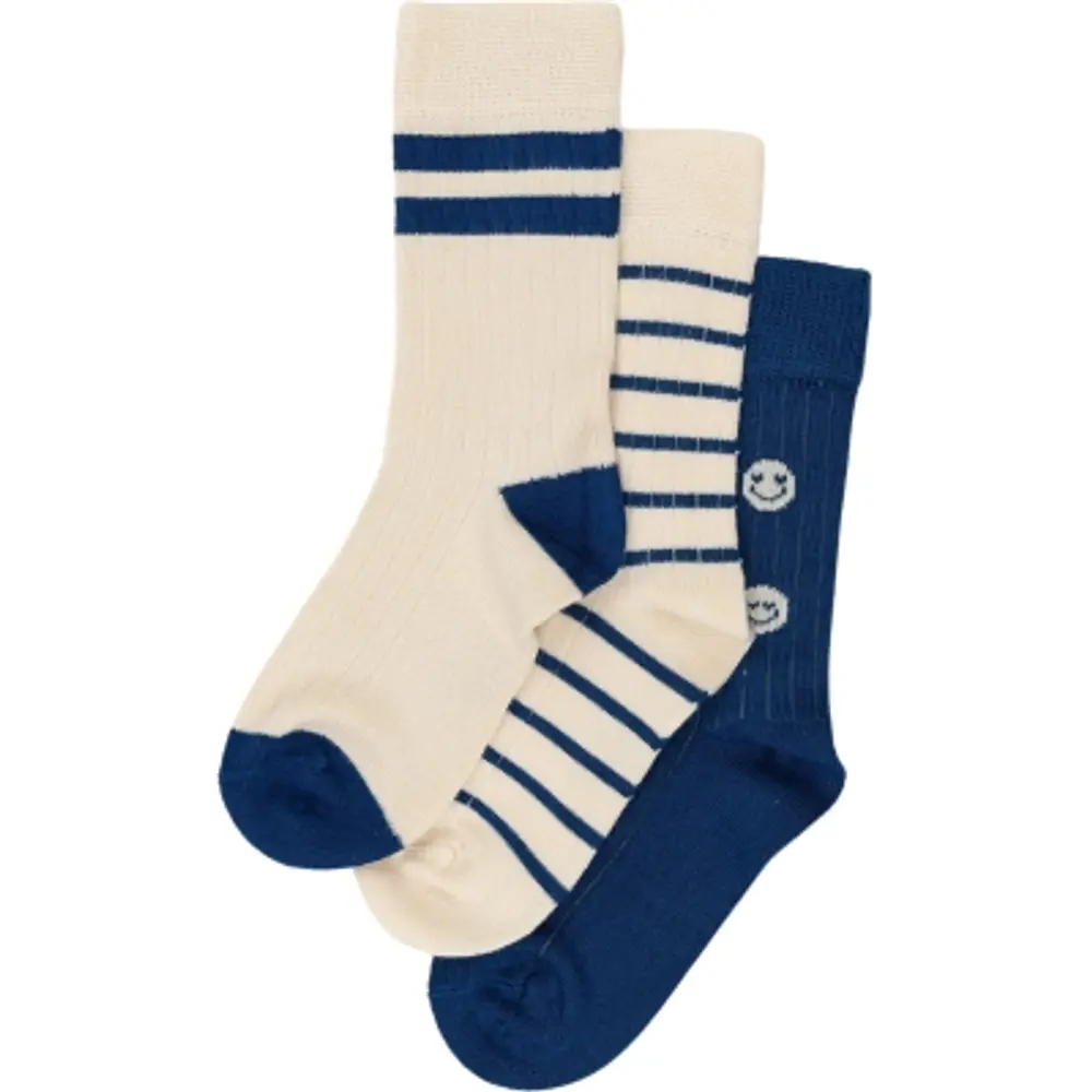 Bamboo Strømper 3 Pak   Cobalt Mix   23 26 fra Minipop