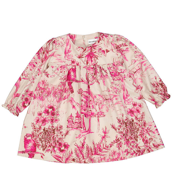 Kjole   Beige M. Pink Print fra Christina Rohde