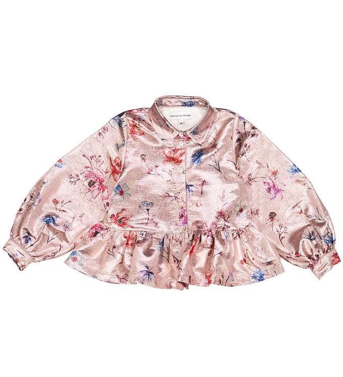 Skjorte   Rosa Glitter M. Blomster fra Christina Rohde