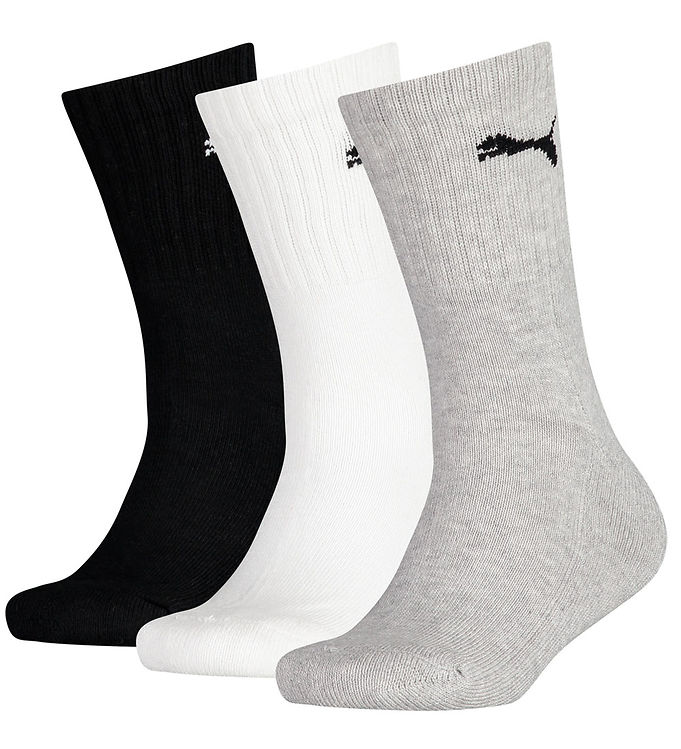 Puma Strømper 3 Pak Crew i Grå, Hvid og Sort