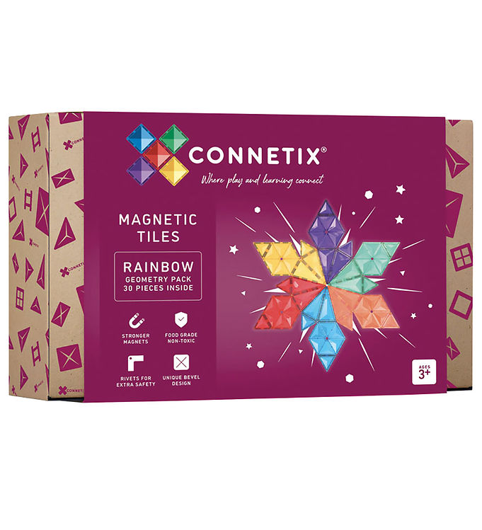 Magnetsæt   30 Dele   Rainbow Geometry Pack fra Connetix