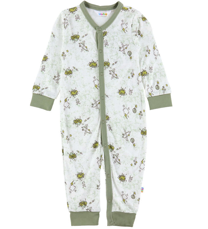 Joha Natdragt i Bambus - Off White med Print