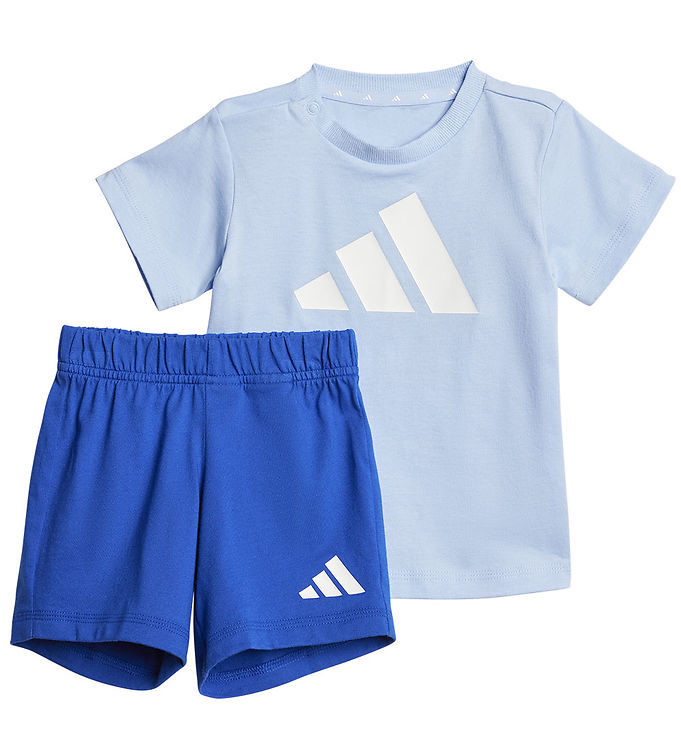 Adidas Performance Sæt: T-shirt og Shorts i Blå/Hvid