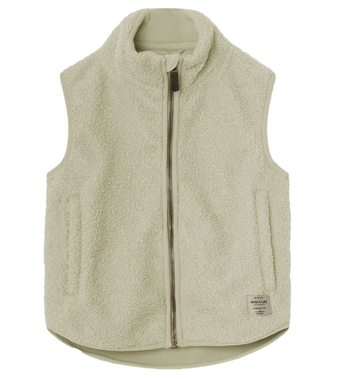 Mini A Ture Teddy Fleecevest i Elm Green - Termotøj