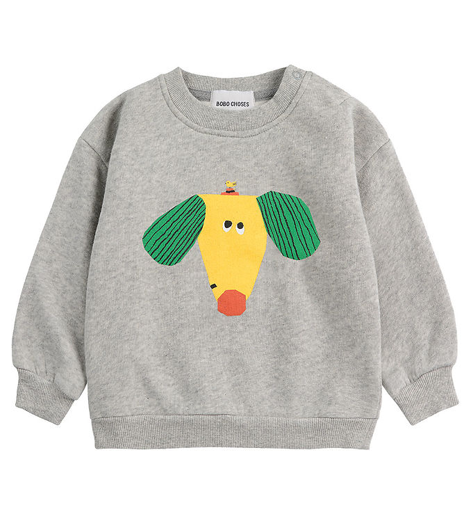 Bobo Choses Happy Dog Sweatshirt i Heather Grey