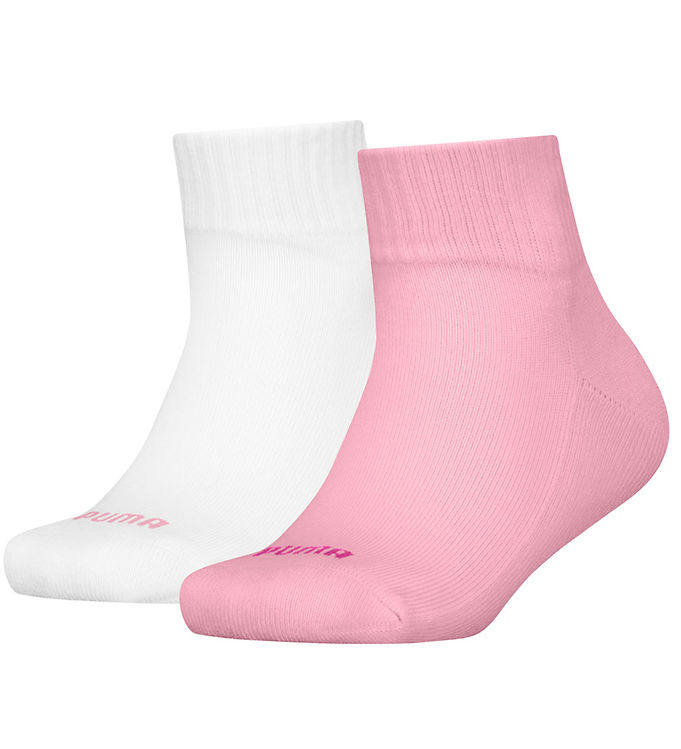 Puma Børnestrømper 2 Pak - Hvid/Rosa med Hjerte Logo