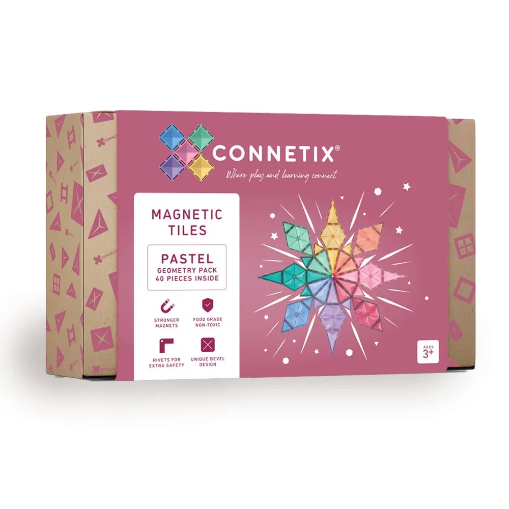 Geometri Magnetsæt - 40 Dele i Pastelfarver fra Connetix