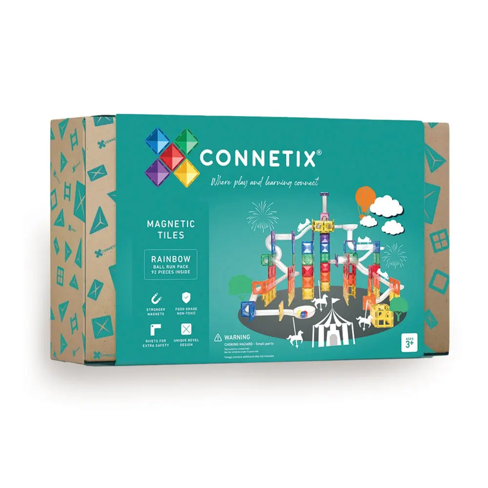 Connetix Ball Run Magnetsæt 92 Dele - Regnbue tilbud!