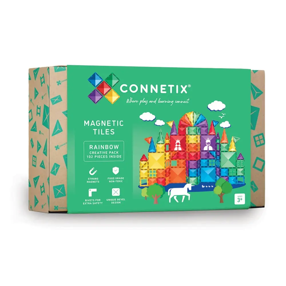 Connetix Magnetsæt - 102 Dele i Regnbuefarver