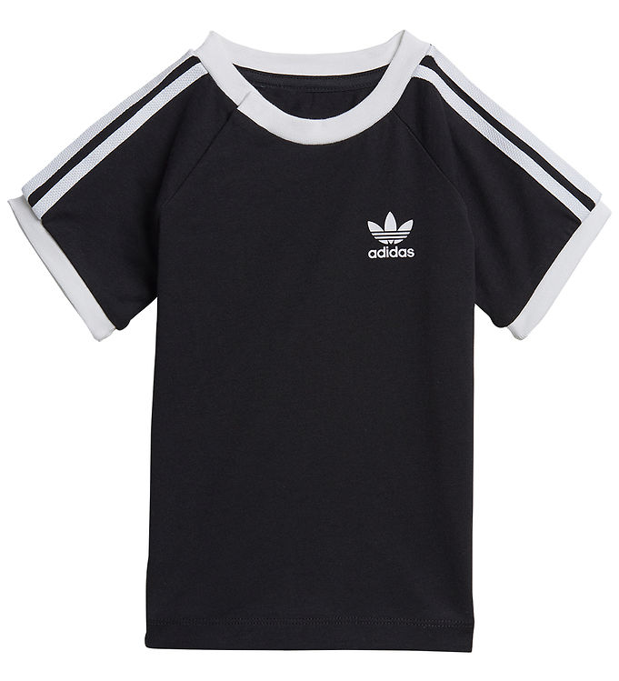 Adidas Originals T-shirt 3 Stripes - Sort Hvid tilbud