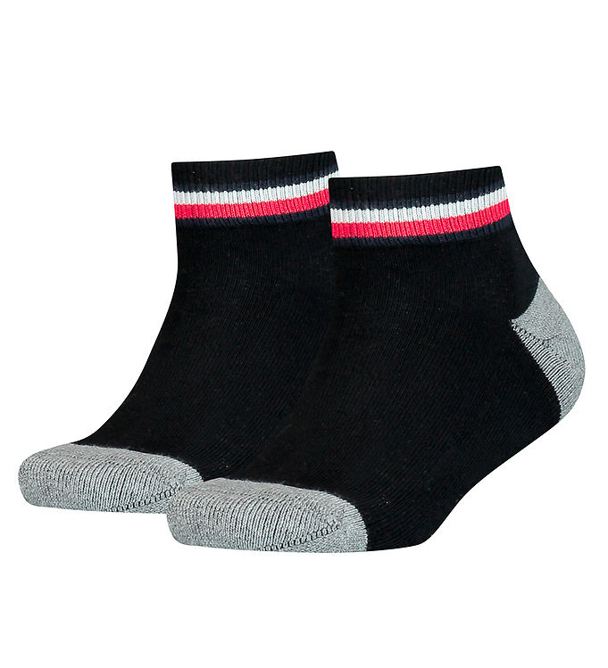 Strømper   2 Pak   Sort M. Grå fra Tommy Hilfiger