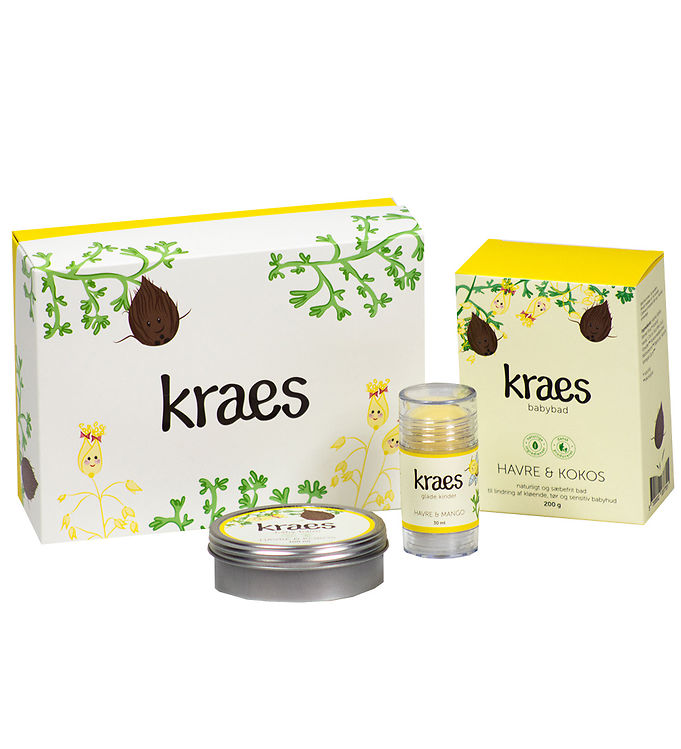 Gaveæske   Babybad Baby Balm Glade Kinder   Havre & Kokos fra Kraes