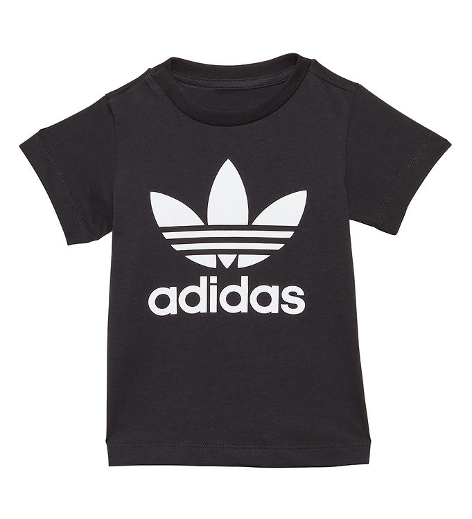 Adidas Originals Trefoil T-shirt i Sort/Hvid på tilbud
