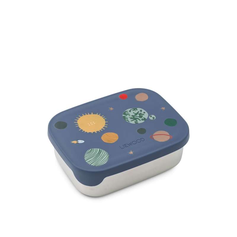 Arthur Ruminddelt Madkasse   900 Ml.   Stål Silikone   Universe Classic Navy fra Liewood