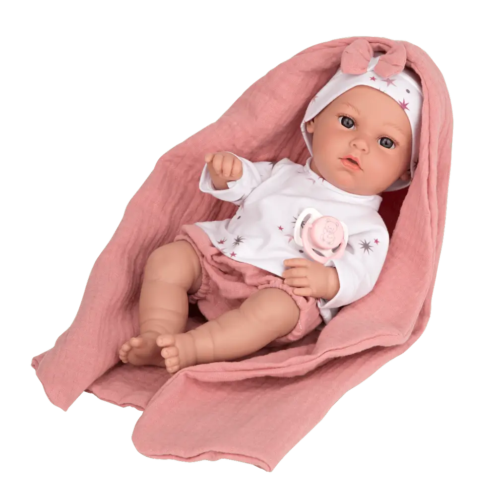 Dukke Elegance Nia 33 cm med Dusty Rosa Tæppe