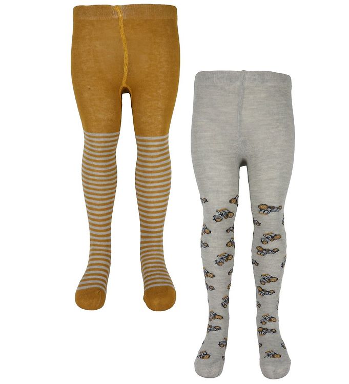 Baby Strømpebukser   2 Pak   Light Grey Melange fra Minymo